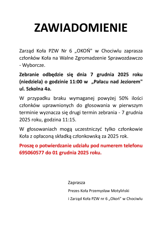 Zawiadomienie o zebraniu wyborczym