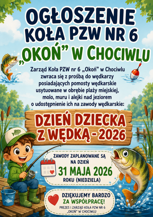Prośba o otwarcie pomostów na zawody w dniu 31.05.2026 roku